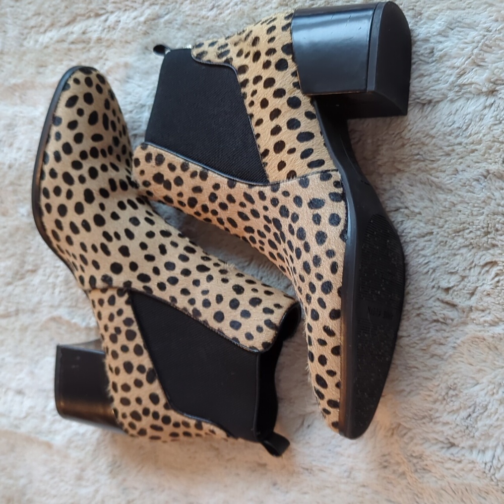 Anne Klein Leopard Print Prescott Ankle Bootie Calf Hair Block Heel Size 8.5 - Picture 6 of 8
